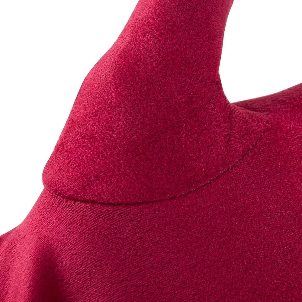 Women's Rose Red Winter Leather Suede Gloves Wool Lined Windproof Touchscreen